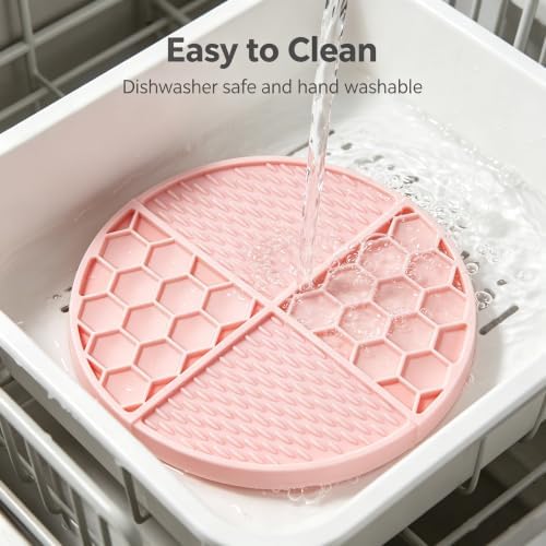61-Suction Lick Mat for Dogs Cats, Pink 7.87" BPA-Free Silicone - Image 7