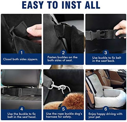 Dog Car Seat Pet Booster Seat Pet Travel Safety Car Seat,The Dog seat Made of Materials is Safe and Comfortable, and can be Disassembled for Easy Cleaning (Off White) - Image 6