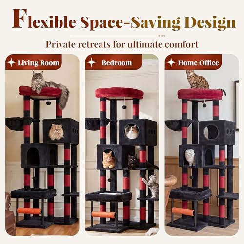 Hey-brother Cat Tree Tower with Stable L-Shaped Widen Base, Condo, MPJ086BR - Image 6
