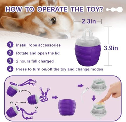 Interactive Dog Toy, [Newly Upgraded] Motion Activated Rolling Squeaky Ball for Medium/Large Dogs, Automatic Moving Dogs Ball for Boredom, USB Rechargeable(Purple) - Image 5