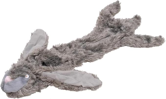 Dog Toy with Squeakers, Set of Unstuffed Rabbit and Skunk, Flat Stuffing Free Soft Chew Toy for Small Medium and Large Dogs, Fetch, Training, Interactive Play, 21 Inch