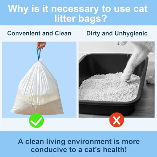 17.7"Opening x 18"L Cat Litter Bags For Automatic Litter Box Bags, Liners bag Replacement Self-Cleaning cat Litter Box Bags, 2 Rolls Drawstring Trash Waste Bag For Kitty Liners, Extra Thick（40 Count) - Image 5