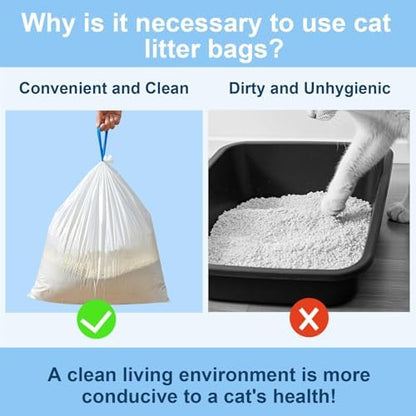 17.7"Opening x 18"L Cat Litter Bags For Automatic Litter Box Bags, Liners bag Replacement Self-Cleaning cat Litter Box Bags, 2 Rolls Drawstring Trash Waste Bag For Kitty Liners, Extra Thick（40 Count) - Image 5