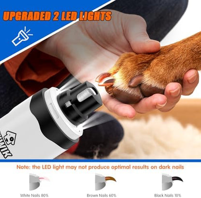 VIWIK Dog Nail Trimmers with Light, Cat Dog Nail Clippers, Dog Nail Grinder Quiet for Large Medium Small Dogs Paw & Cats Claw, Electric 2-Speed Pet Toenail Grooming Supplies, Gifts for Dog Lovers. - Image 3