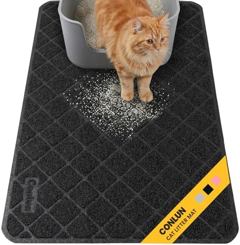 Conlun Cat Litter Mat Litter Trapping Mat, 35" x 23" Premium Durable PVC Grid Mesh with Scatter Control, Non-slip, Less Waste Cat Litter Box Mat, Soft on Kitty’s Paws, Urine Waterproof by Conlun