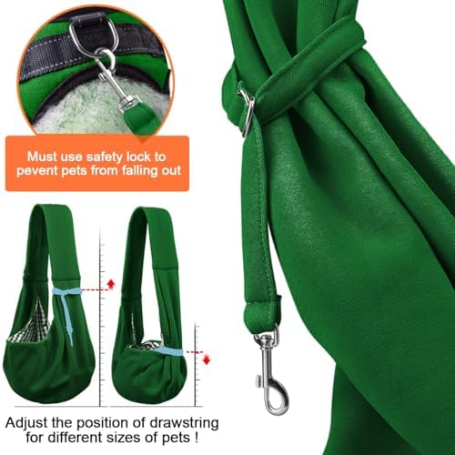 Tomkas Small Dog Cat Sling Carrier Puppy Purse Travel Wrap Soft Crossbody Pet Bag (Emerald Green, M - Classic Pocket & Classic Strap) - Image 4