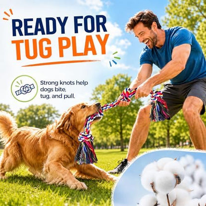Tough Dog Rope Toys for Aggressive Chewers, Tough Tug of War Dog Toys for Large, Medium & Small Dogs – 5 Pack Including 2 Ropes & 3 Supplies - Image 5