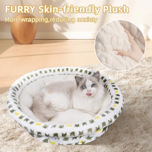 AIWIKIDE Super Soft Small Dog & Cat Bed, Anti-Anxiety Puppy Cuddler, Cozy Round Fluffy Plush Pet Bed, Machine Washable Faux Fur Donut Cuddler - Image 5