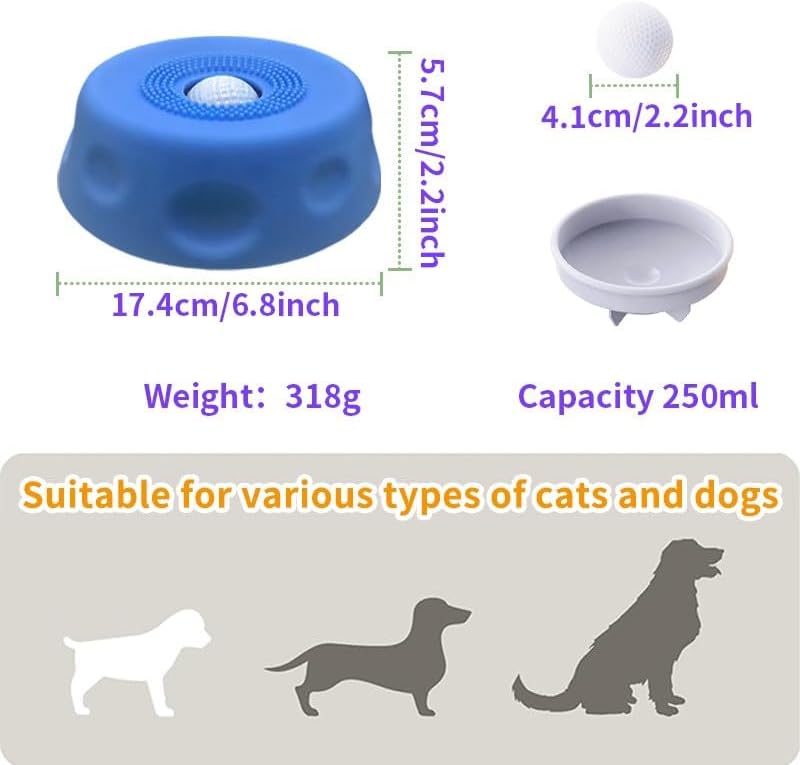 Dog Lick Ball Bowl with Rolling Ball, Food Silicone, Non-Slip Base, Yellow - Image 5