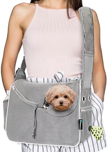 PetAmi Dog Sling Carrier Small Dogs, Hands Free Crossbody Carrier, Stripe by PetAmi