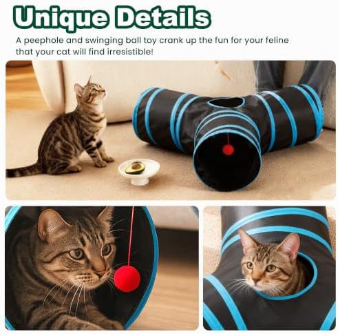 Love's cabin Cat Tunnel for Indoor Cats, 3-Way Collapsible Play Tunnel - Image 7