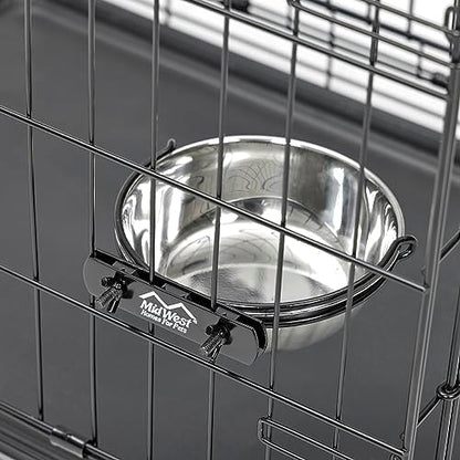 MidWest Homes for Pets Snap'y Fit Stainless Steel Food or Water Bowl, Holds 2 Quarts, Mounts to Wire Crates, No-Tip Design, Rust-Resistant, for Large Dogs and Cats - Image 3
