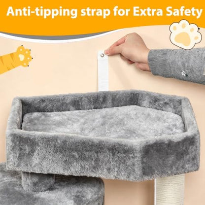 BEWISHOME Cat Tree with Scratching Post, Cat Tower for Indoor Cats - Image 6