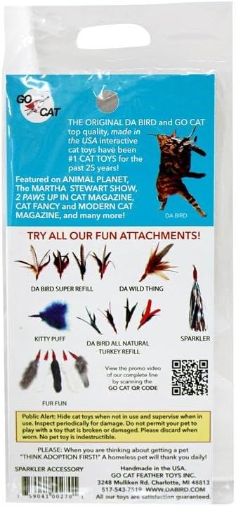 GoCat Da Bird Cat Toy Refill Accessories, Handmade in the USA, Sparkler
