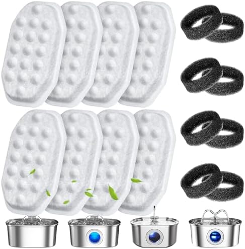 8 Pack Cat Water Fountain Filters for Rellaty & Neareal Pet Fountains by WEIKEY