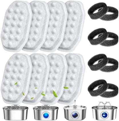 8 Pack Cat Water Fountain Filters for Rellaty & Neareal Pet Fountains by WEIKEY
