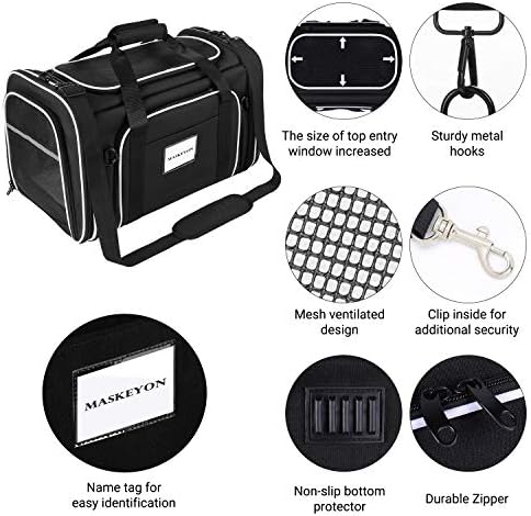 TSA Airline Approved Large Pet Travel Carrier,4 Sides Expandable with 2 Mesh Pockets,3 Entry, Soft Sided Collapsible Dog Carrier for 2 Cats,Kittens,Puppies,Dog, X-Large, Black & White - Image 6