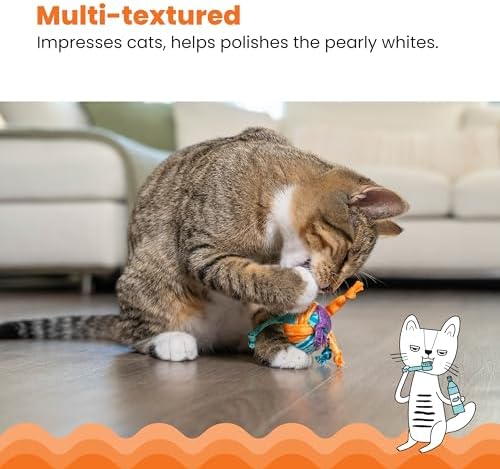 Catstages Catnip Tons of Tails – Interactive Catnip Dental Chew Toy for Cats with Rope, Ribbon & Cotton for Batting, Chasing & Chewing - Image 4