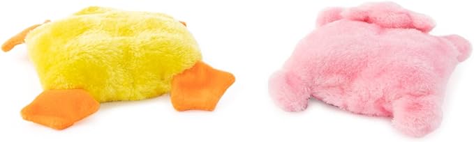 ZippyPaws Squeakie Crawler - No Stuffing Dog Toy to Keep Them Busy, for Small & Medium Dogs, Squeaky Pet Toy for Boredom, Unstuffed Chew Toy, Soft Plush Puppy Products, Duck & Pig - 6.5"