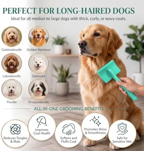 Slicker Brush for Dog, Doodles, Poodles & Long Haired Cats, Green - Image 6