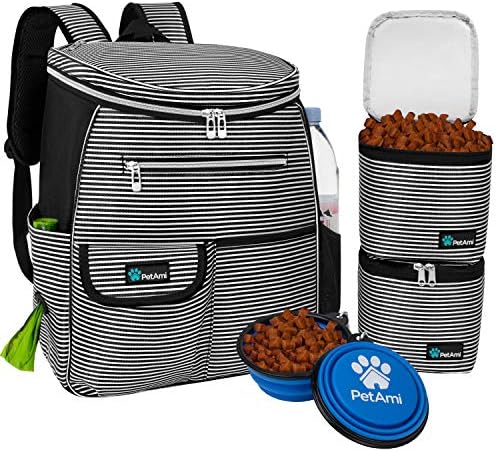 PetAmi Dog Travel Backpack Airline Approved Pet Supplies Bag, Stripe Black by PetAmi