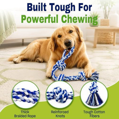 Dog Rope Toys for Aggressive Chewers, 2 Pack Tough Dog Chew Toys - Image 2