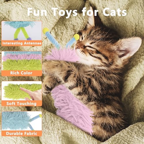 3 Pack Catnip Toys,Soft Cat Pillows Toys with Antennae, Funny cat Toy - Image 3