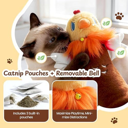 Cat Wrestling Glove, 22 inch Cat Puppet Wrestler with 3 Catnip Pouches & 3 Layer Resistant Protection, Interactive Cat Toy with Removable Bell for Boredom Relief & Mental Stimulation, Chicken - Image 5