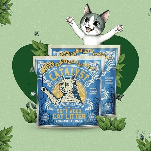Catalyst Natural Soft Wood Cat Litter (2 Pack, 10lb Bags) - Superior Odor Control, Strong Clumping, Low Dust, and Biodegradable (10lb, Set of 2, Unscented) by Catalyst