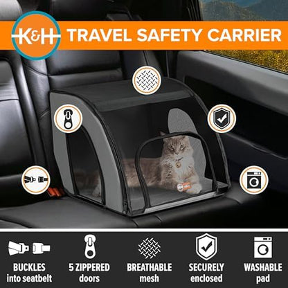K&H Dog Car Seat, Travel Safety Carrier for Pets, Small, Gray/Black - Image 5