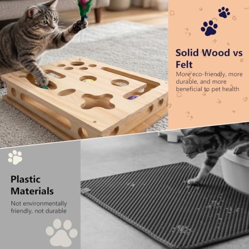 Wooden Cat Scratch Puzzle Enrichment Box,Interactive Cat Slow Feeder Maze Puzzle Toy,Durable Mental Stimulation Enrichment Toy.Relieve Boredom & Reduce Destructive Behaviors - Image 5