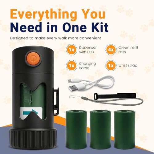 Dog Poop Bag Holder with LED Flashlight –Light Dispenser for Leash, Portable Waste Bag Holder with Carabiner, Bright Light for Night Walking - Image 3