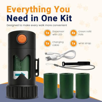 Dog Poop Bag Holder with LED Flashlight –Light Dispenser for Leash, Portable Waste Bag Holder with Carabiner, Bright Light for Night Walking - Image 3