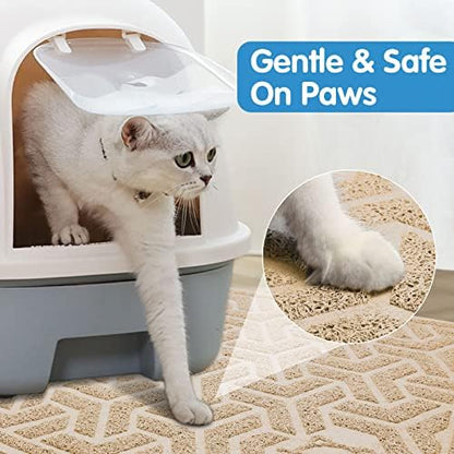 UPSKY Waterproof Cat Litter Mat Large 35" x 24" Soft on Kitty Paws, Beige - Image 2