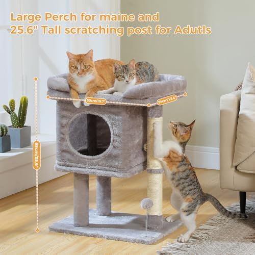 PAWZ Road 26" Cat Tree for Indoor Cats, Small Tower with 19X13”Bed - Image 2