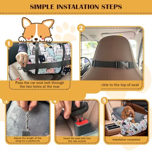Dog Car Seats for Funny Fuzzy Pet Dogs Booster Car Seat Puppy Under 32 Lbs with Soft Plush Cushion&Washable Removable Cover - Image 5