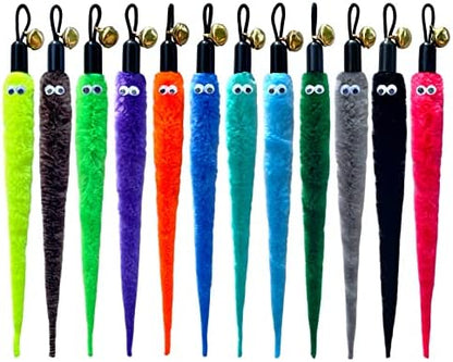 AcceLeah Cat Worm Toy Teaser Wand Replacement, Cat Worms & Dragonfly Refill, Assorted Teaser Refills with Bell (12Pcs) by AcceLeah