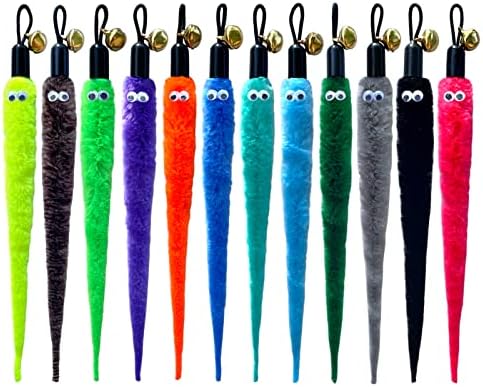 AcceLeah Cat Worm Toy Teaser Wand Replacement, Cat Worms & Dragonfly Refill, Assorted Teaser Refills with Bell (12Pcs) by AcceLeah