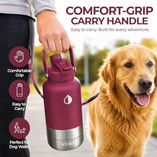 32 oz. Dog Water Bottle, Insulated Dog Travel Water Bottle, Stainless Steel Pet Water Bottle Dispenser Portable Food and Water Bowl for Dogs for Walking Dog Canteen Travel Kit - Image 6