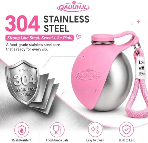 Dog Water Bottle Portable Travel Pet 2-in-1 Stainless Steel Bowl - Image 6
