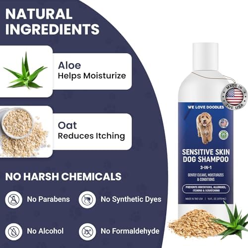 Dog Shampoo for Sensitive Skin with Oatmeal & Aloe, Hypoallegenic Tearless - Image 3