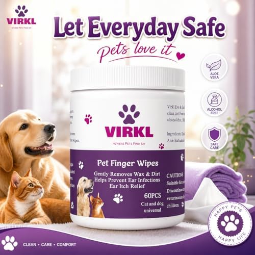 Pet Finger Wipes for Dogs & Cats – Ear, Eye and Teeth Cleaning Wipes – Alcohol-Free, Fragrance-Free, Plant-Based Grooming Wipes for Sensitive Pets – 60 Count - Image 3