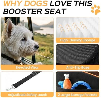 HiPetpy Dog Car Seat 6" Elevated Memory Foam Booster Seat Pet Car Seat - Image 5