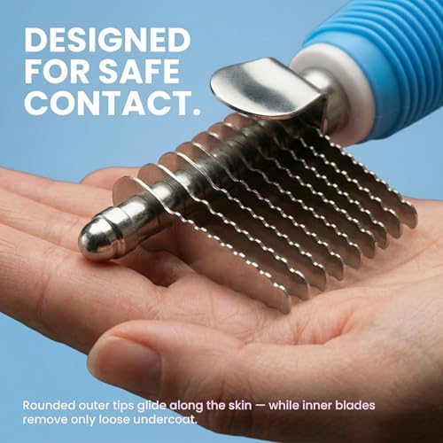Poodle Dematting Fur Rake Comb Brush for Dogs and Cats - Long 2.5" Steel Safety Blades Metal Comb for Detangling Matted or Knotted Undercoat Hair - Image 7