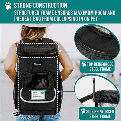 PetAmi Dog Backpack Carrier, Airline Approved 4-Way Entry Cat Bag, Black - Image 6