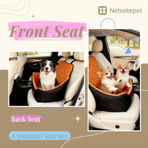 Elevated Dog Booster Car Seat for Medium/Small Dogs, up to 40 lbs, 7 in Memory Foam Cushion, with Waterproof Layer, Fully Detachable and Washable, Anti-Slip Base (Black/Coffee) - Image 4