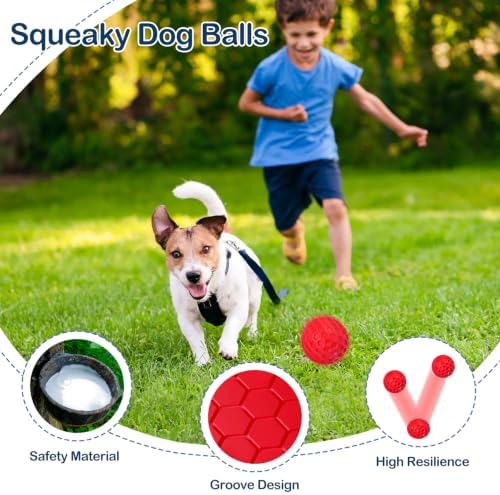 Indestructible Squeaky Dog Ball for Aggressive Chewers, Rubber Interactive Dog Toy for Teething, Relieving Anxiety. Chew Toy for Large, Medium Breeds, Outdoor & Indoor Ball. - Image 4