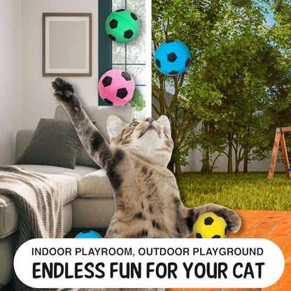 Vila Cat Soccer Balls, Feline Entertainment and Enrichment, Physical, and Mental Workout, Kitty’s Silent Companion, Foam Sponge, Pink, Yellow, Green, Blue, 1.5” -2” (Diameter), 12 Pcs per Pack  - Image 5