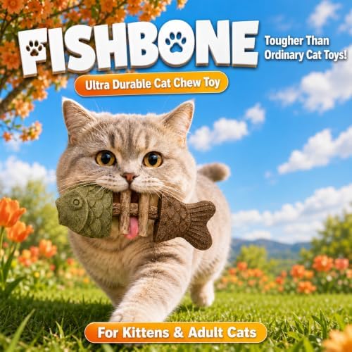 Silvervine Cat Toy Catnip Chew Stick for Indoor Kitten Teething Cleaning Dental Care Natural Comfort Adult Gatos Set to Play Alone Blend Fishing Aesthetic Fish Bone Shape - Image 5