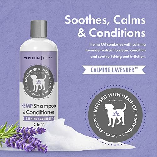 Petkin Hemp Shampoo & Conditioner for Dogs and Cats – with Hemp Oil & Calming Lavender Extract, 16 fl oz – Soothes, Calms & Conditions, Keeps Pet Smelling Great – for Home and Travel - Image 4